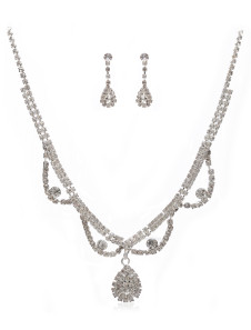 Charmant jeu de bijoux mariage eau goutte forme mode métal argenté