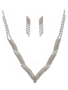 Ensemble de bijoux de mariée élégant franges métal argenté