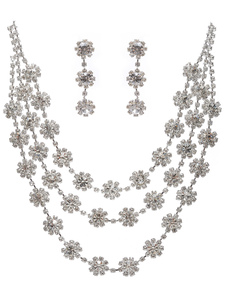 Ensemble de bijoux de mariée métal argenté