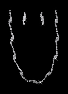 Ensemble de bijoux argenté de mariage avec strass