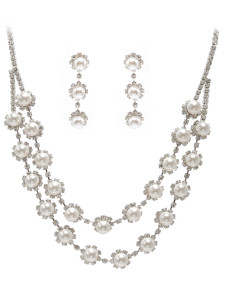 Jeu de doux Floral perles argent Metal bijoux nuptiales