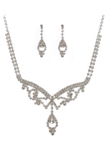 Ensemble de bijoux doux de mariage noeud papillion rhinestone