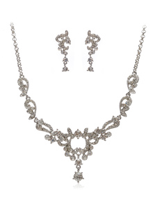 Bijoux en métal argenté Floral de charme définie pour la mariée