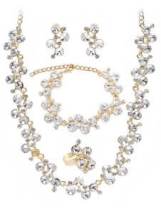 Ensemble de bijoux en métal argenté scintillant superbe pour mariage