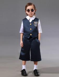 Costume en soie faux et taffetas pour cortège enfant de mariage