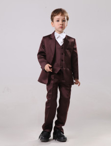 Costume brun en satin pour enfant cortège de mariée