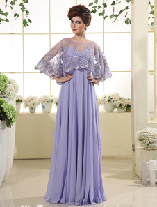 Robe de soirée A-ligne lavande brodée de col en coeur