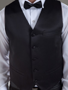 Classique noir mari gilet en satin adapté de personnalisation