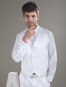 Gilet en satin blanc de nouveau mari de personnalisation