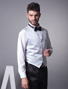 Moderne gilet en satin argent de personnalisation de mariée