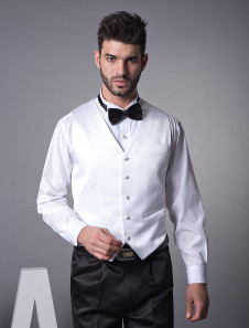 Mari gilet en satin blanc à la mode de personnalisation en col V