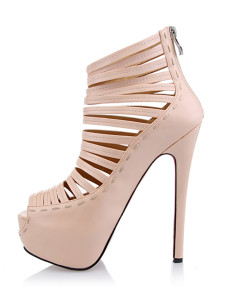 Sandales gladiateurs en PU de couleur clair zippé