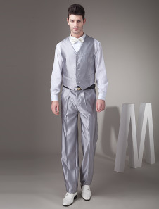 Tweed argent gilet de nouveau mari élégant de personnalisation pour cérémonie