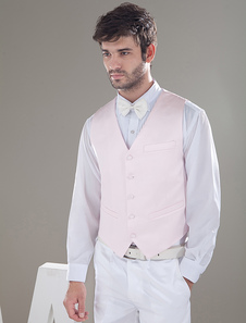 Homme élégant gilet en satin rose pour mariage de personnalisation