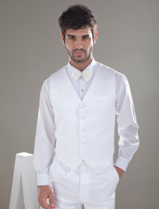 Excellent mari gilet en satin blanc avec personnalisation adaptable pour mariage