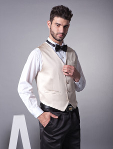 Champagne gilet en satin de nouveau mari avec personnalisation sur taille