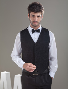 Brillant noir mari gilet en tissu paillette adapté à veste pour mariage