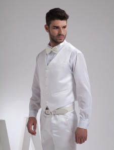 Noble blanc gilet en satin de mari avec personnalisation sur mesure
