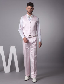 Doux rose gilet en satin verni en col V venu de personnalisation sur mesure