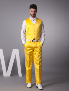 Mari gilet de couleur jonquille spécial de tailler personnalisé