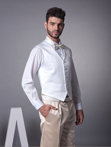 Blanc gilet en satin de nouveau mari de personnalisation populaire