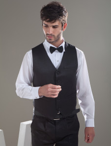 Noir gilet en satin de personnalisation adapté à la veste de mariage