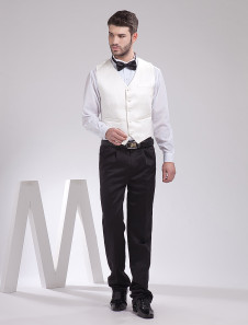 Noble beige gilet de marié de personnalisation en col V