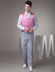 Gilet populaire en satin rose pour nouveau mari avec personnalisation
