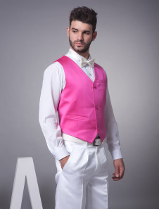 Charmant gilet de nouveau mari en satin fuchsia de personnalisation de mariée