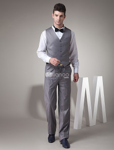 Brillant marié gilet en serge noir personnalisé en col V pour mariage