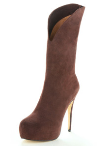 Bottes mi-mollet brunes acajou en peau de mouton suédée