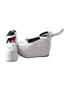 Sweet White Cat PU Leather Platform Lovely Lolita Shoes