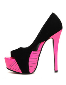 Sexy Terry Color Block Peep Toe High Heels 