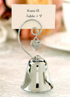 Argent Bell Place charmante détenteurs de la carte (jeu de 4)