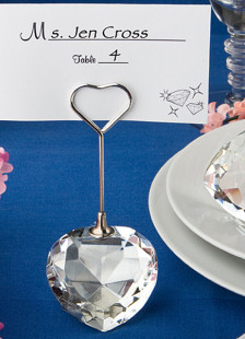 Porte-carte place invité cristal forme de cœur