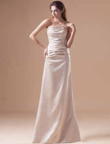 robe de soirée éblouissante champagne boule en satin bustier longueur plancher