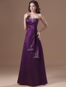 Robe de soirée lilase bustier avec ceinture longueur plancher