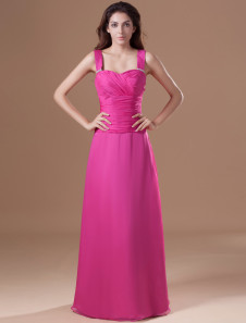 robe de soirée magnifique fuchsia boule en chiffon hors de l'épaule longueur plancher