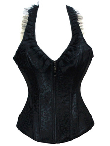 Corset sein couvrant noir en jacquard