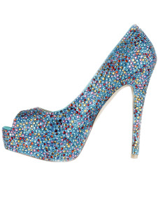 Charmantes multi-couleur chaussures en peau de mouton clouté de rivets et rhinestones