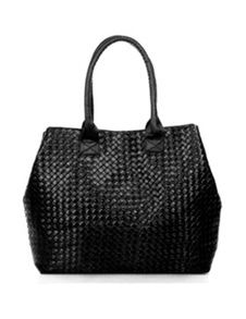 Sac à main PU noir à une bretelle de forme tissée