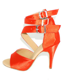 Chaussures de danse latine rouges à bout ouvert