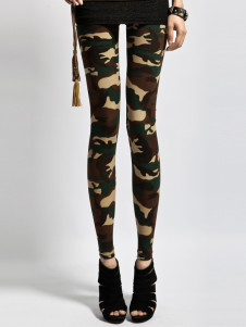 Leggins féminins en lycra spandex de camouflage