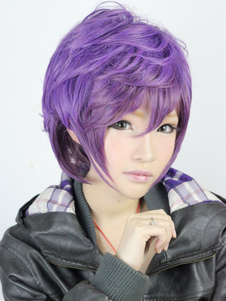 Perruque lolita tendance courte soie artificielle pourpre