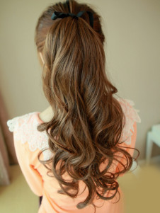 Extension de cheveux synthétique pour femme, long châtain bouclé