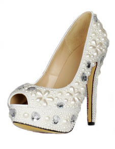 Chaussures de mariage à peep-toe avec perles