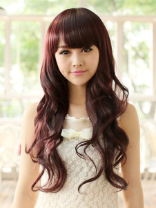 Elegant Tan Lambskin Long Curly Synthetic Wig For Women