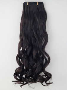 Extension de cheveux synthétiques chics long châtain bouclé, pour adolescente