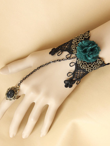 Bracelet Lolita Floral mignon coton noir