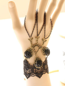 Bracelet de Lolita Noir Rose fleur coton